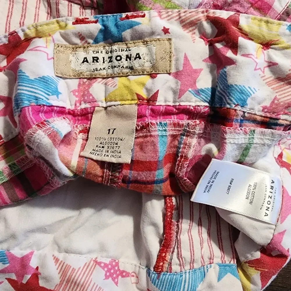 Arizona Pink Patchwork Shortie Shorts Junior Size 17